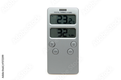 digital thermo hygrometer isolated over white