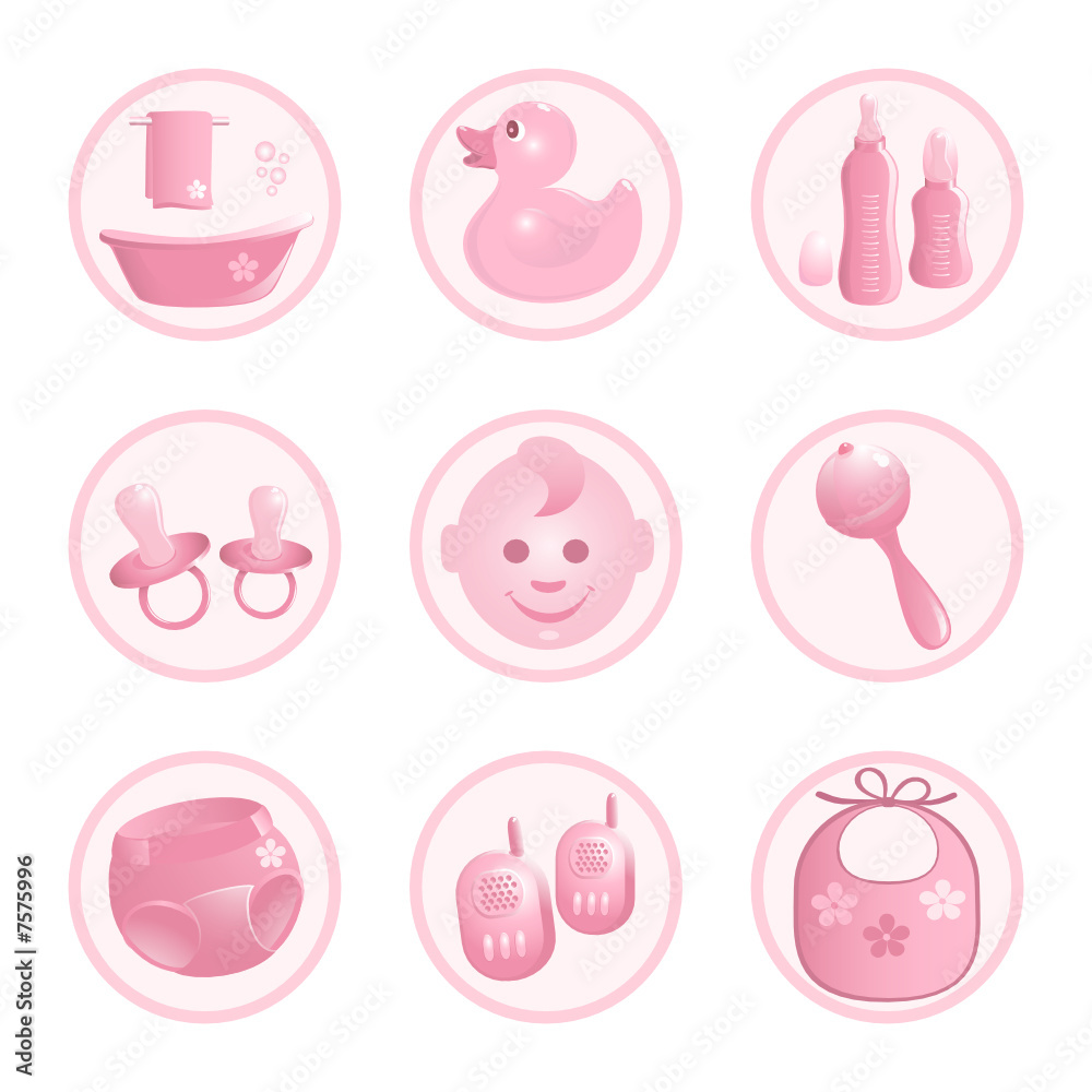 Baby-Icons in pink. Vector-Illustration Baby-Icons in pink. Vector-Illustration