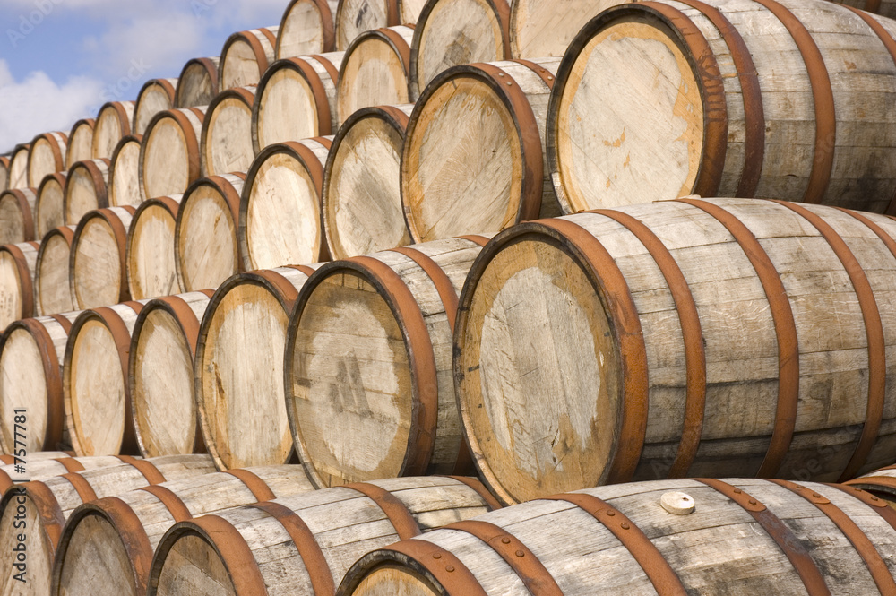 Barrels in the distillery