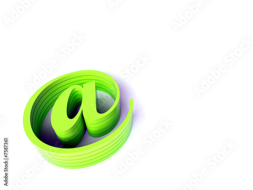3d green email sign. Rendered image.