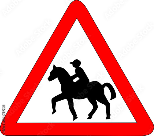 a0076 - Panneau danger cavaliers
