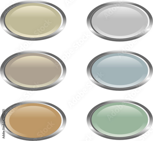 Sechs ovale Web-Buttons in gedeckten Farben