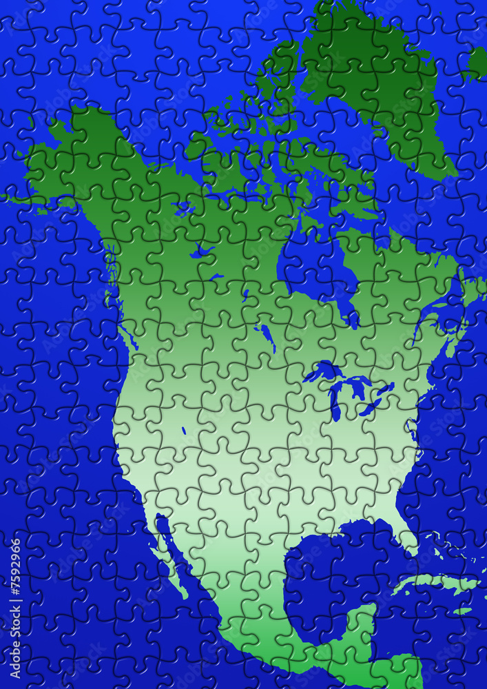 Puzzle North America map illustration