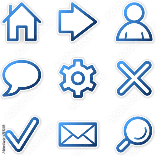 Web icons, blue contour series
