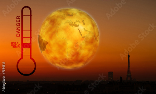 Fotografie température élevé climat degrés pollution gaz paris respirer