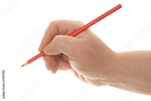 Hand holding pencil