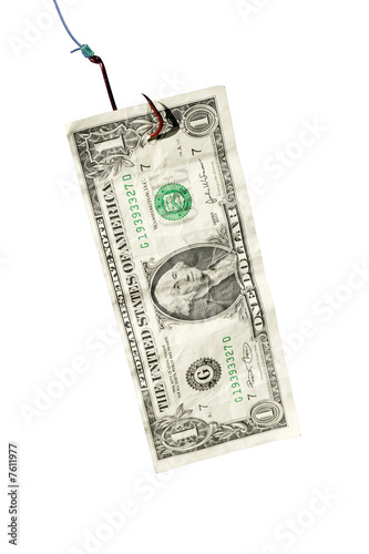 Hooked on Debt - US Banknote Caught On Hook