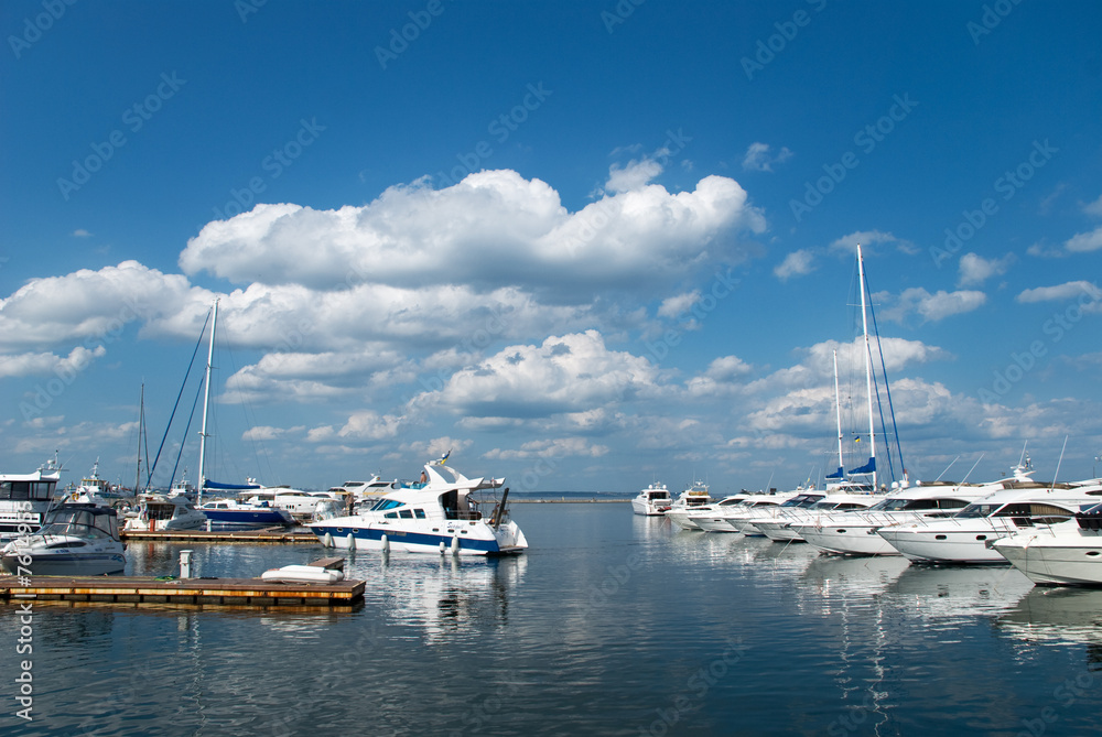 Fototapeta premium Harbour on the sea with yachts