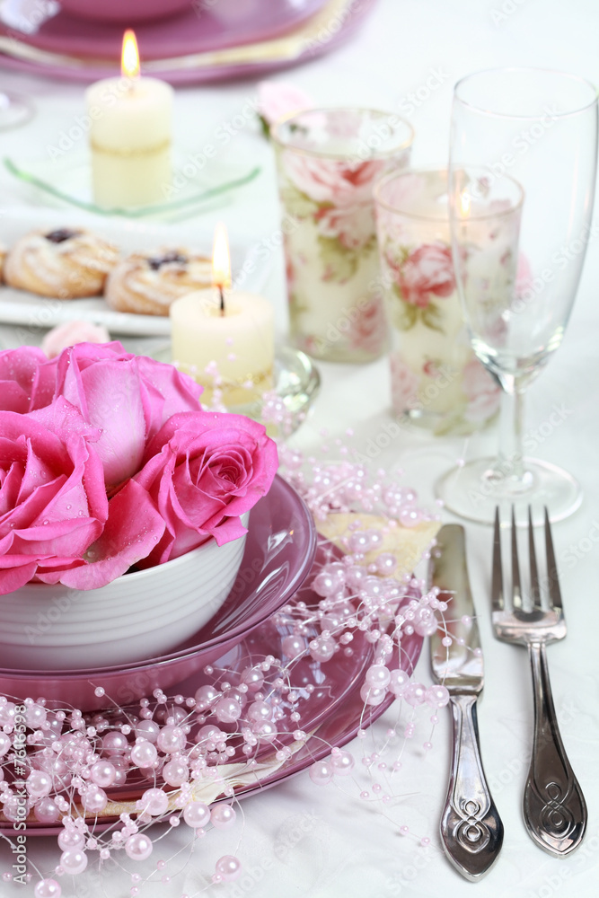 Festive table setting for wedding or other event Festive table setting for wedding or other event