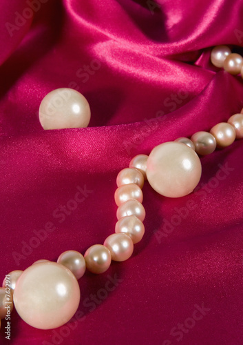 pearl necklace on silk
