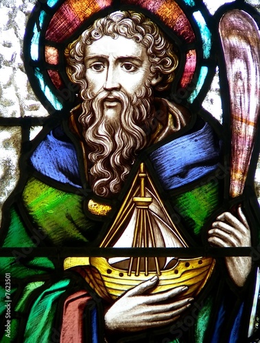 Saint Brendan, stained glass image
