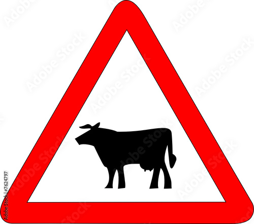 a0124 - Panneau danger PASSAGE DE TROUPEAUX BOVINS