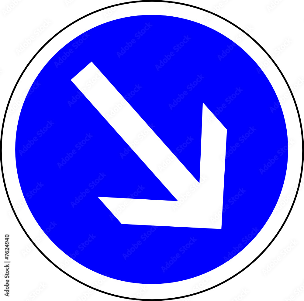 a0131 - Panneau obligation CONTOURNEMENT A DROITE a0131 - Panneau obligation CONTOURNEMENT A DROITE
