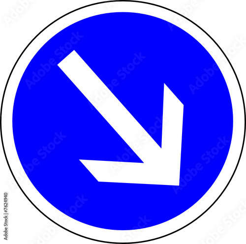 a0131 - Panneau obligation CONTOURNEMENT A DROITE