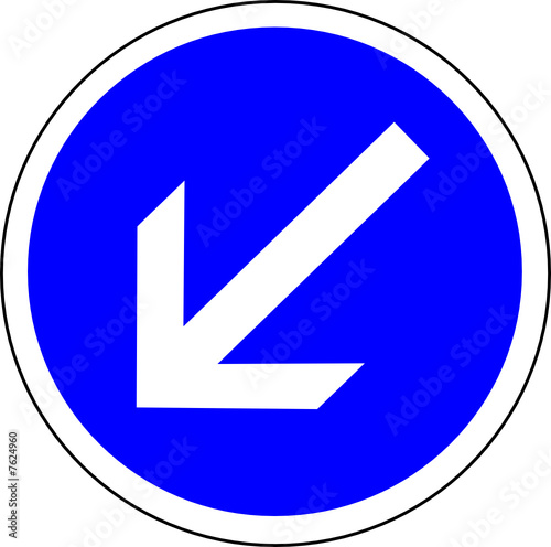 a0132 - Panneau obligation CONTOURNEMENT A GAUCHE