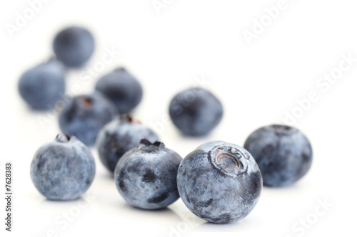 Blueberries on white