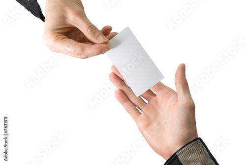 Offering a business card photo