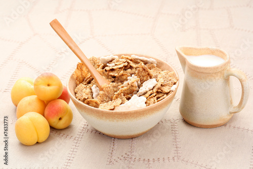 healthy breakfast - musli and fruits