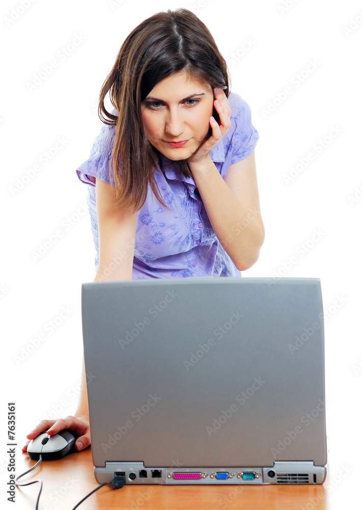 attractive young woman working with the computer attractive young woman working with the computer