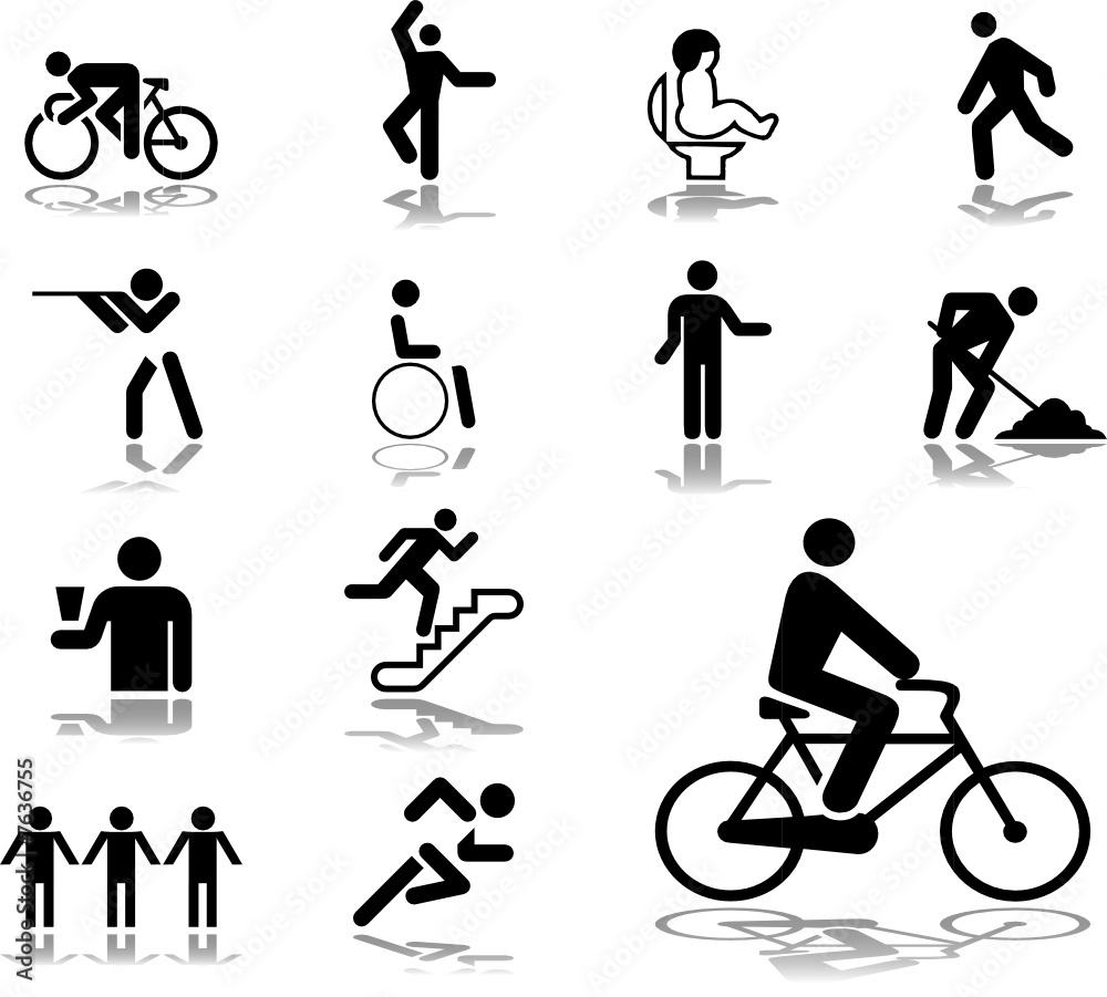 Set buttons. Pictographs of people Set buttons. Pictographs of people