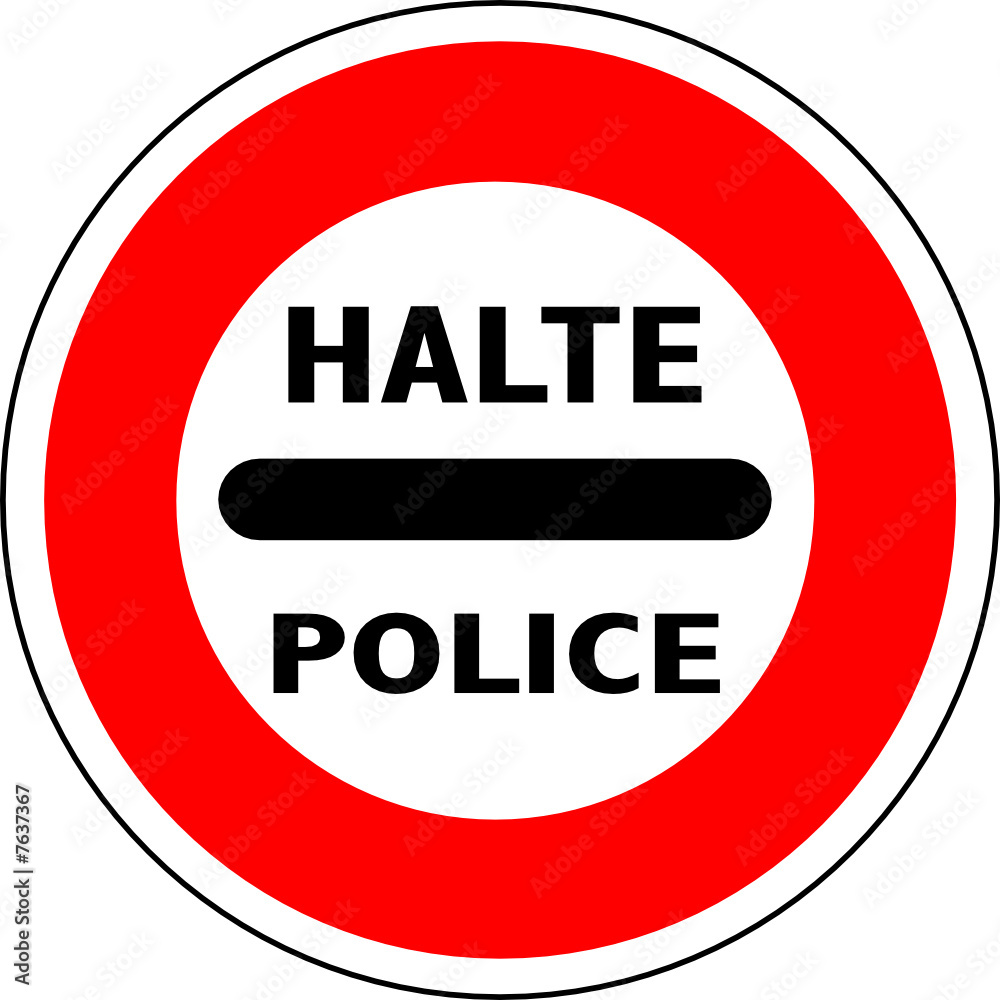 a0147 - Panneau obligation HALTE POLICE a0147 - Panneau obligation HALTE POLICE