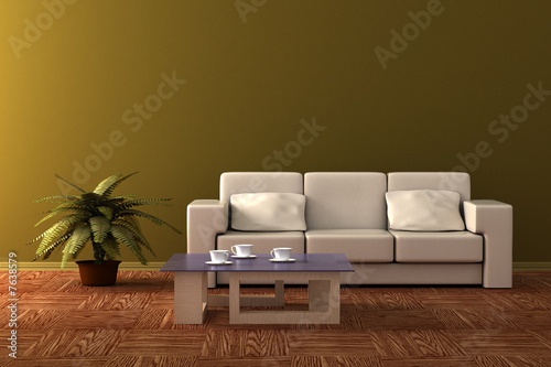 Interior of a living room. ...