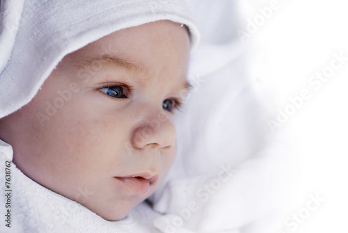 Side portrait of a beautiful baby