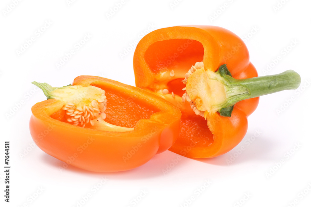 Two half orange sweet pepper