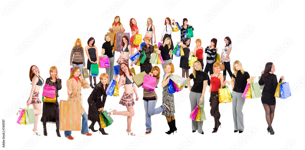Fototapeta premium isolated vrowd of shopping crowd