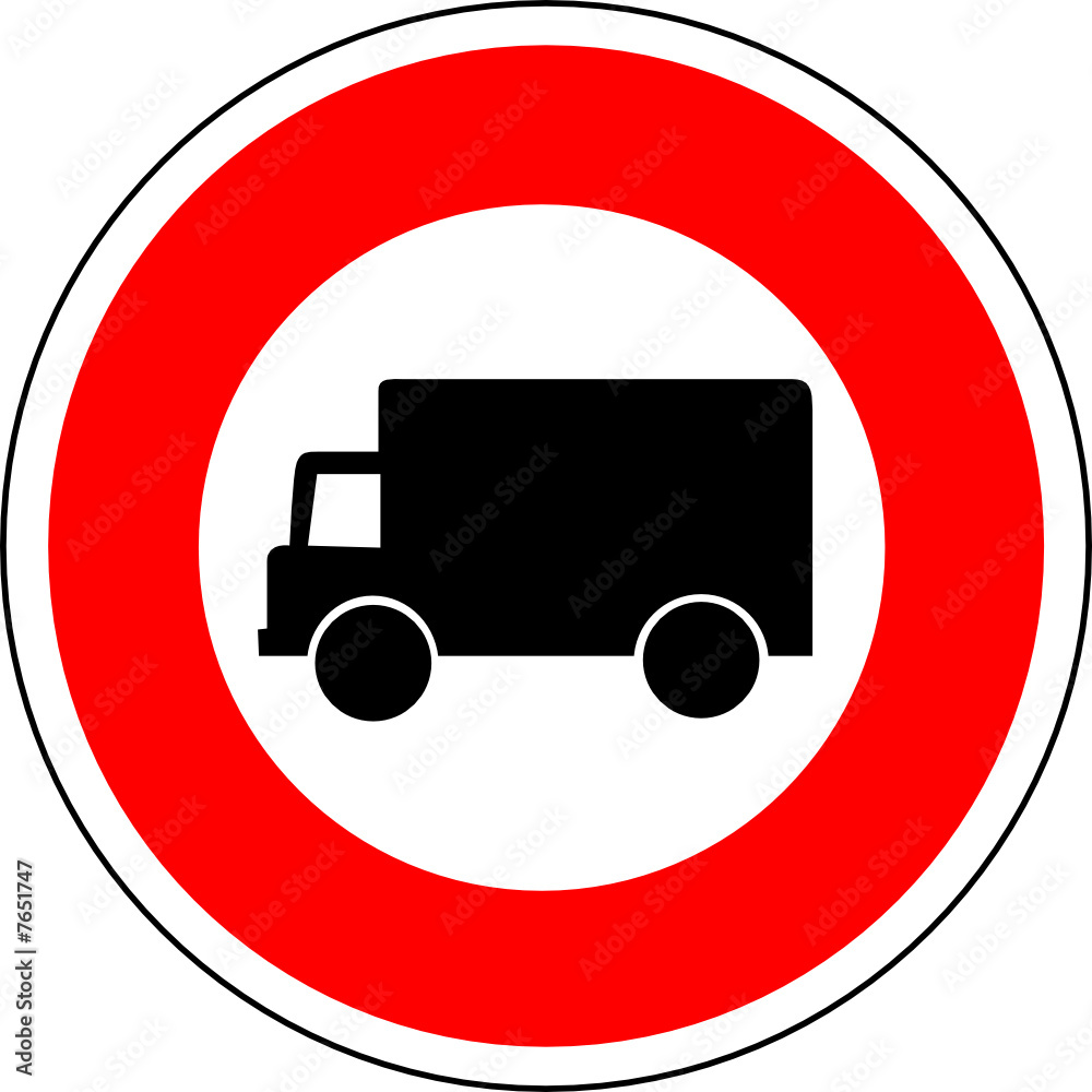 a0161 - Panneau interdiction aux POIDS LOURS, CAMIONS a0161 - Panneau interdiction aux POIDS LOURS, CAMIONS
