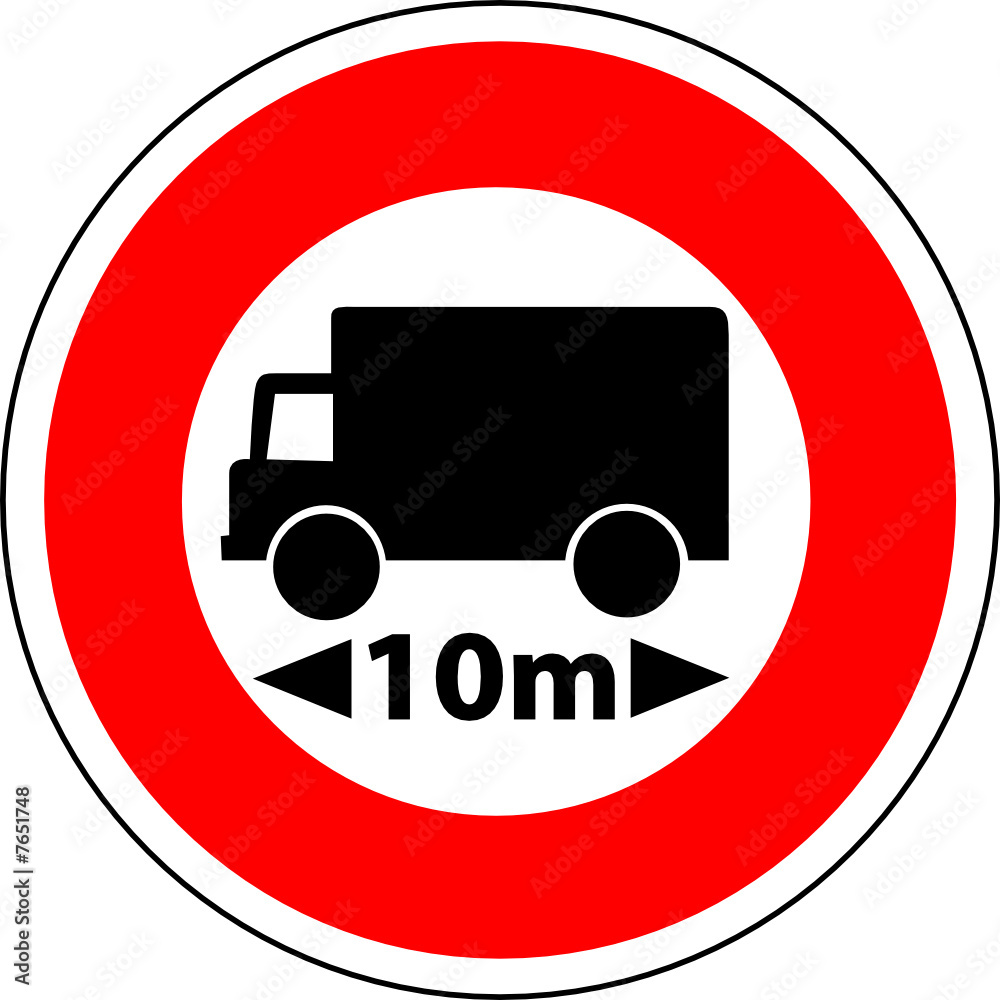 a0162 - Panneau interdiction POIDS LOURDS selon longueur a0162 - Panneau interdiction POIDS LOURDS selon longueur