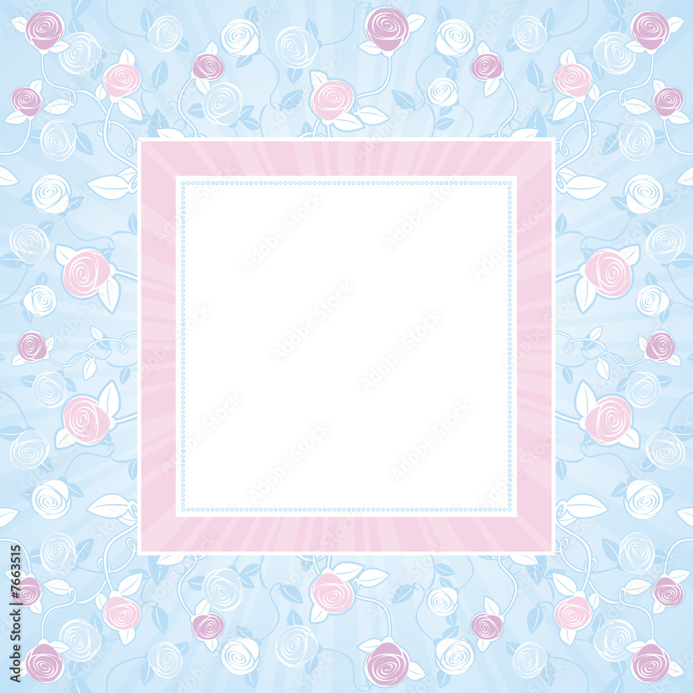 pink and purple roses on blue square background pink and purple roses on blue square background