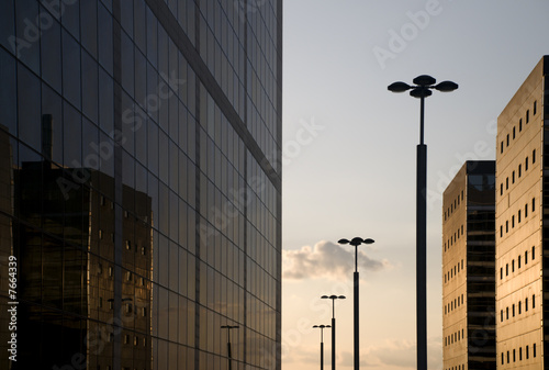 Skyscrapers and streetligts photo