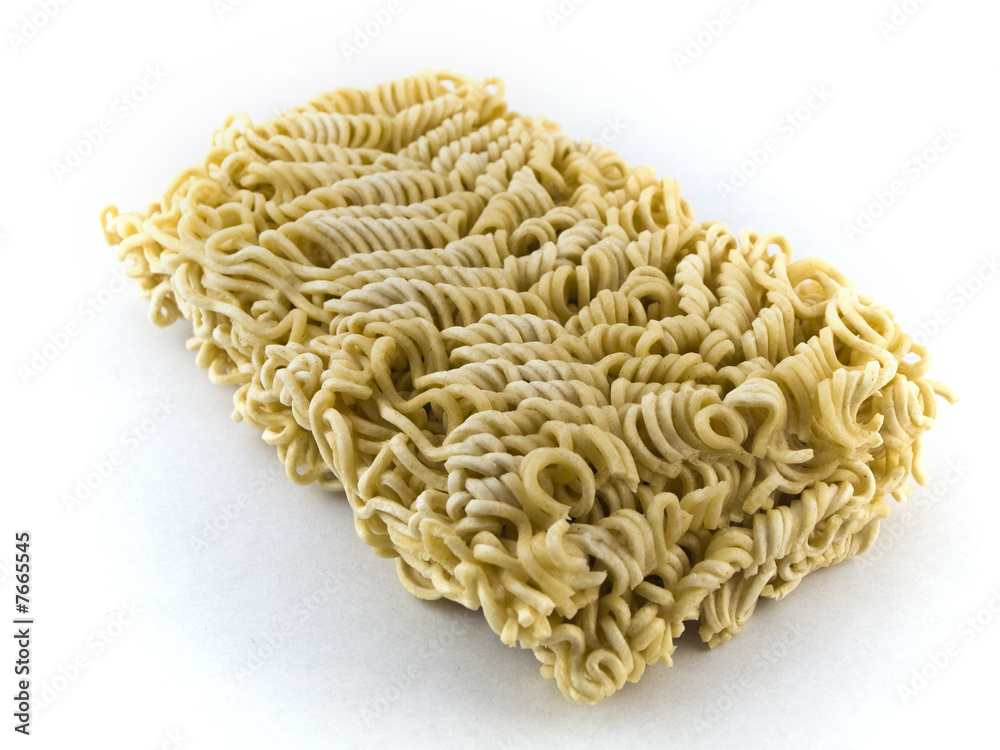 Dried Egg Noodles on White Background Dried Egg Noodles on White Background