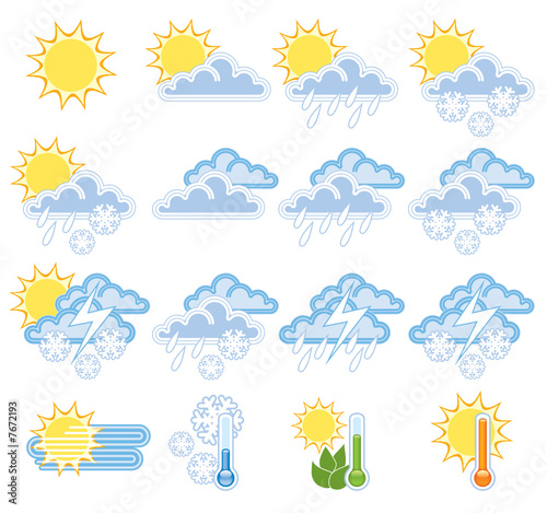 A colorful collection of weather icons