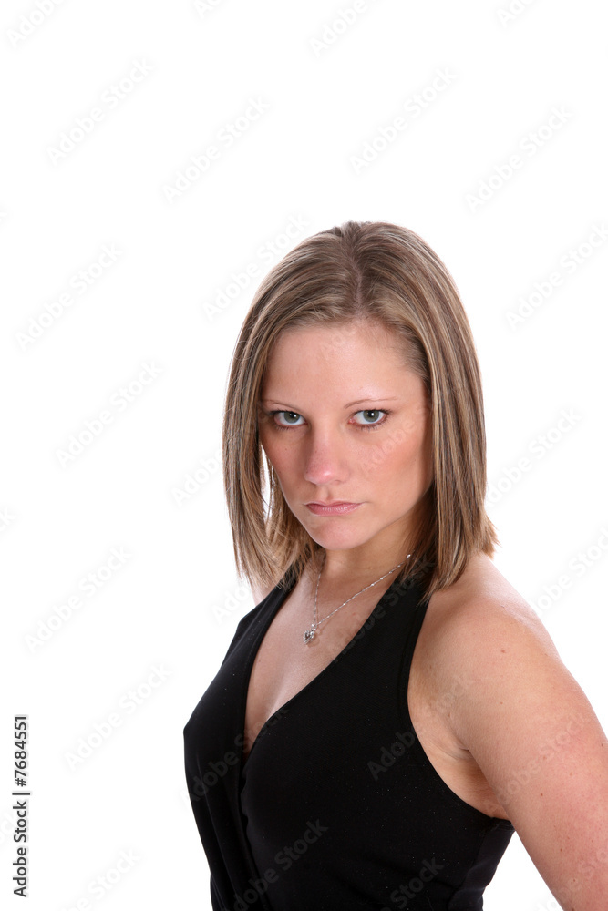 Sexy Woman in black halter dress. Sexy Woman in black halter dress.