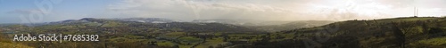 Panoramic View of the English Pennine Hills At Dawn in Spring