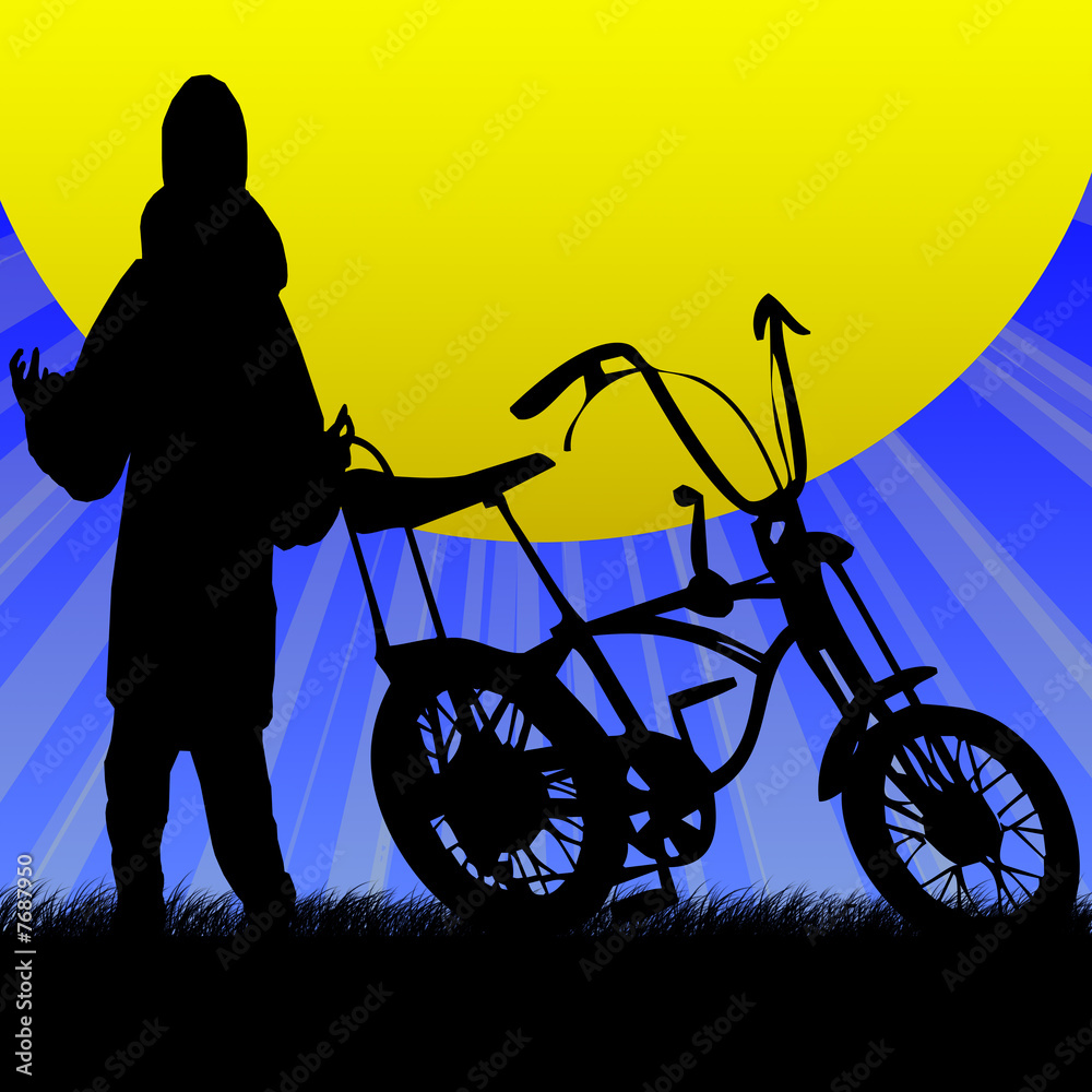 Obraz premium young boy and bike