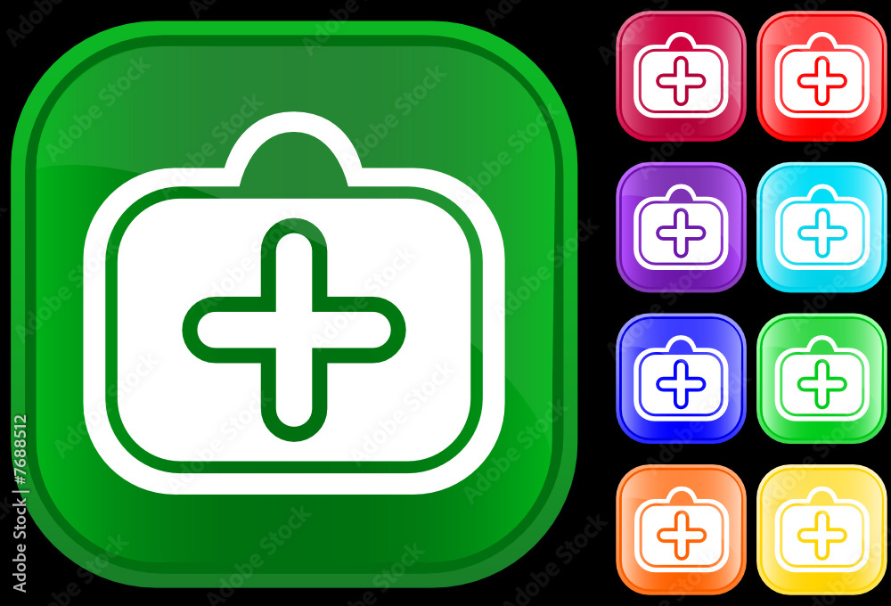 Icon of medical case on shiny buttons Icon of medical case on shiny buttons