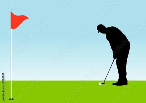 Pro Golfer on the green putting a 