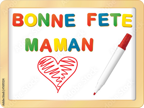 Bonne fête maman sur ardoise blanche