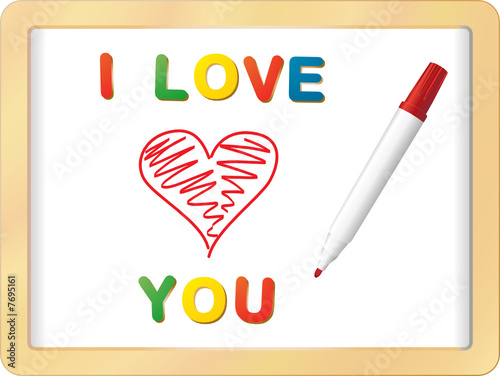 I LOVE YOU sur ardoise blanche