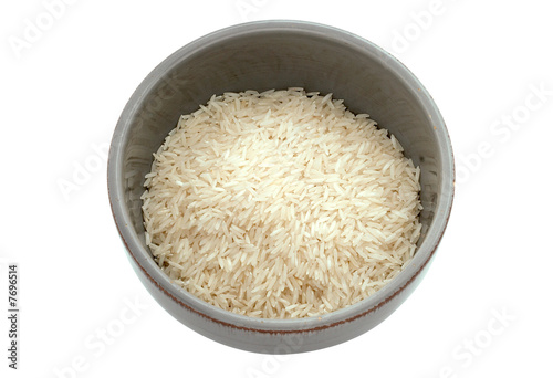 bowl of rice isolated with path