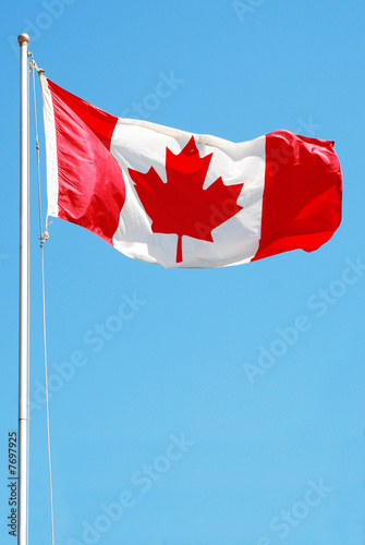 Canadian Flag Flaps in Breeze