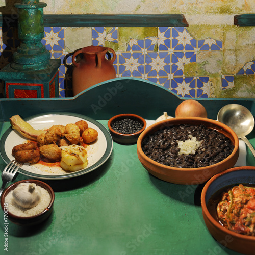 Photography Cuban cuisine with typical dishes