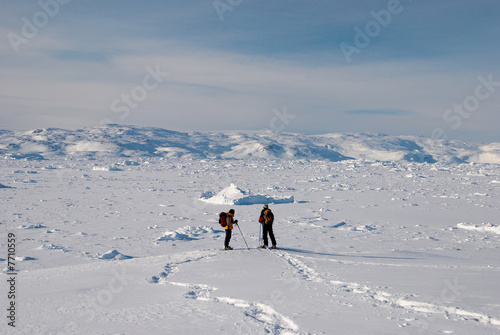 Snow shoes and ice field in Greenland © Anouk Stricher