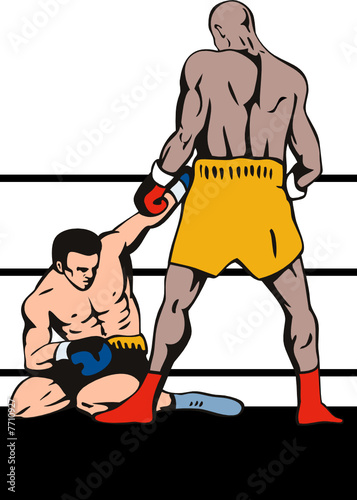Boxer standing over opponent