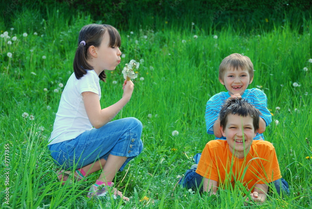 Children Playing in Field Children Playing in Field