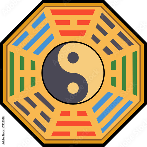 Vector Yin Yang and bagua illustration