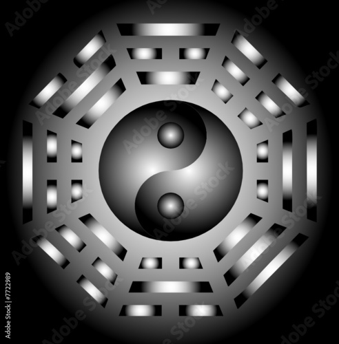 Vector Yin Yang and bagua illustration